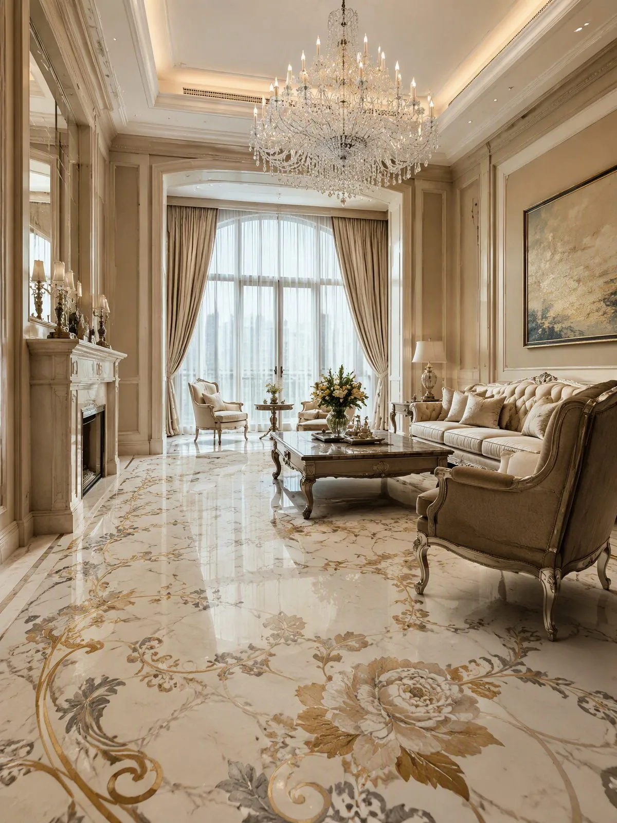 Marble inlay flooring by Art Inlay