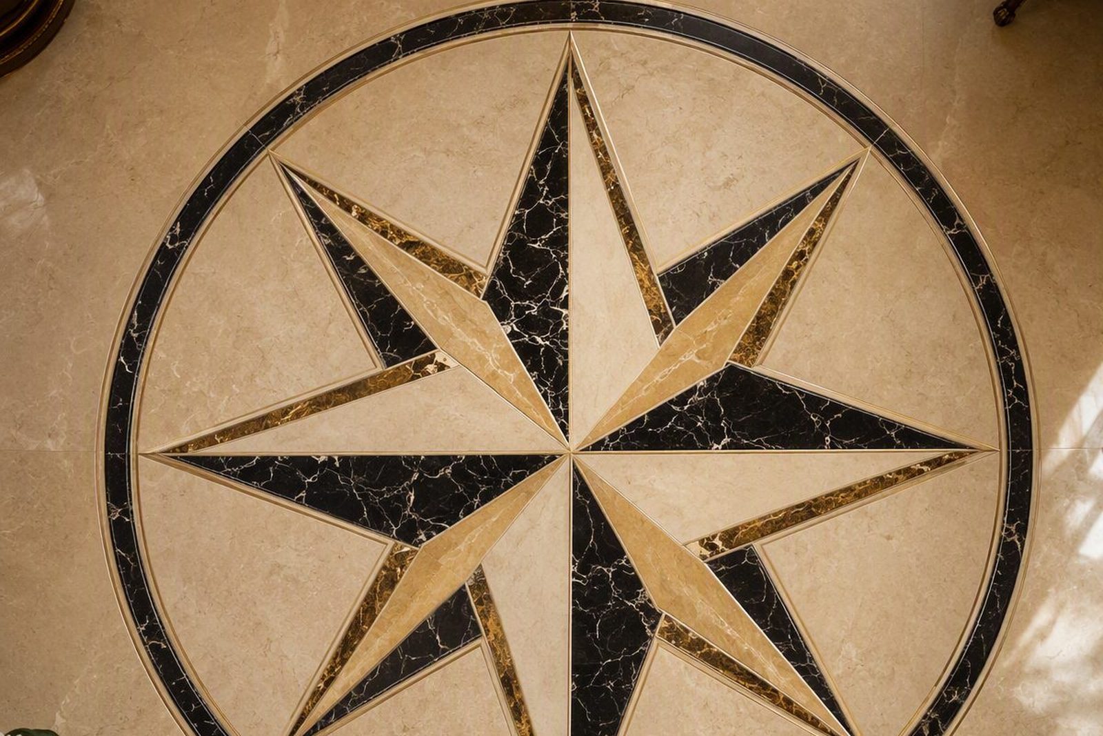 Finished marble medallion floor, private estate in Jiangsu