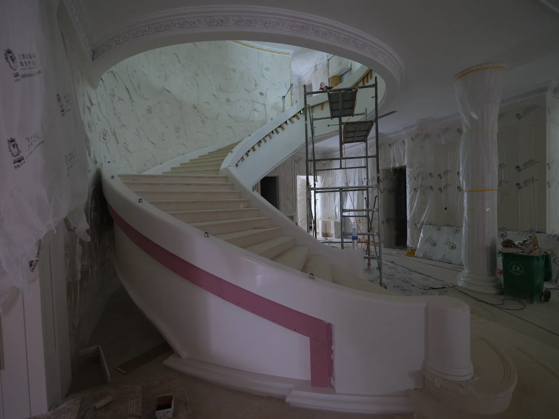 Ornate marble inlay staircase design suitable for luxury Dubai penthouses.
