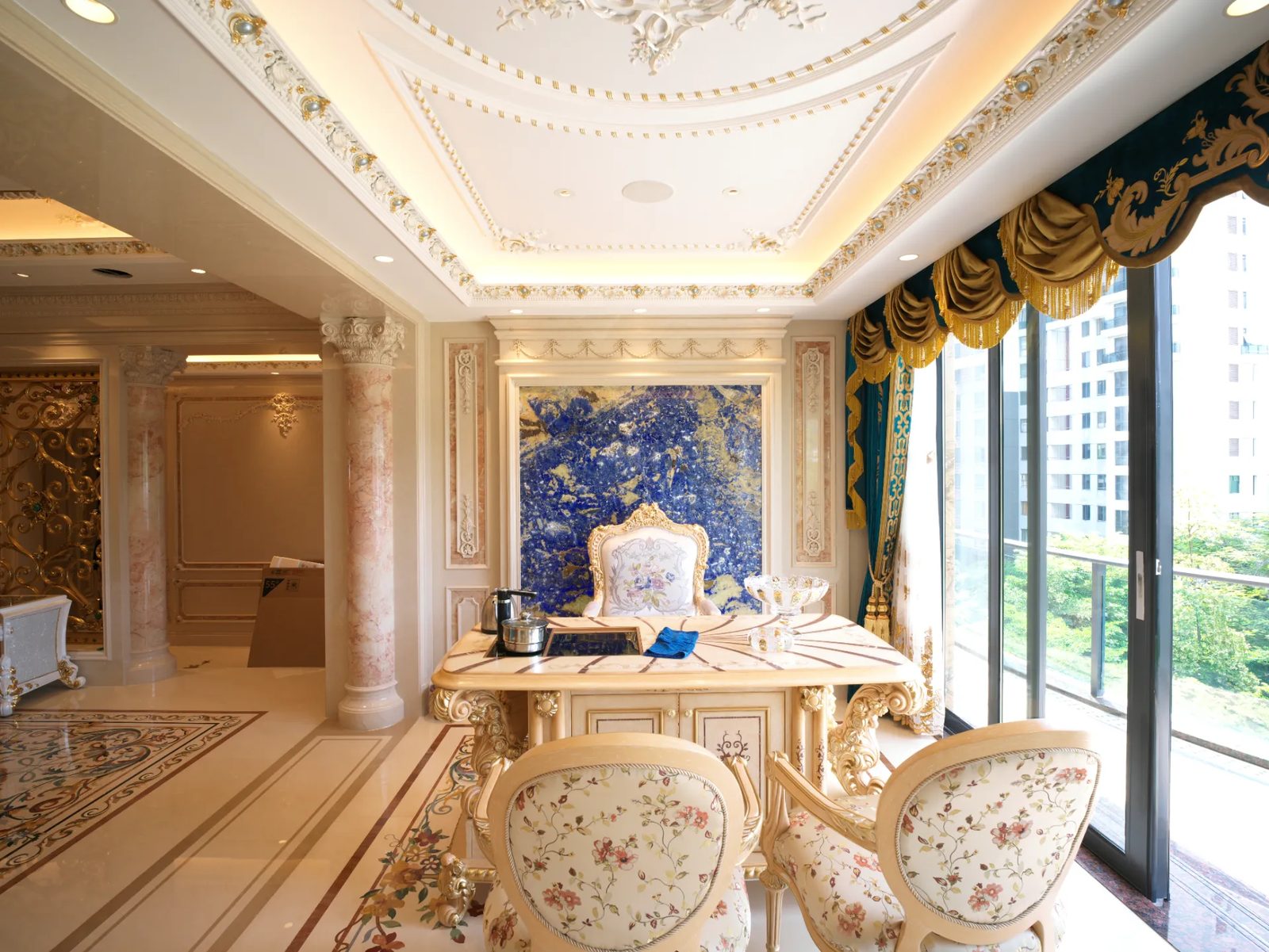 Palace-Scale Villa, Dongguan — bespoke marble inlay by Art Inlay