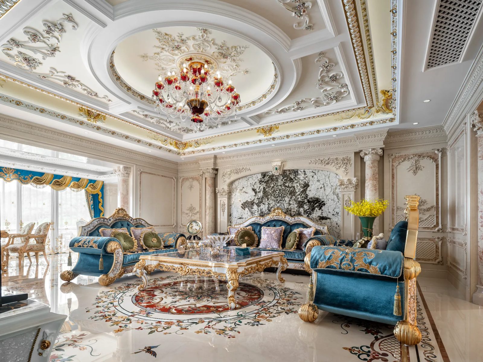 Palace-Scale Villa, Dongguan — bespoke marble inlay by Art Inlay