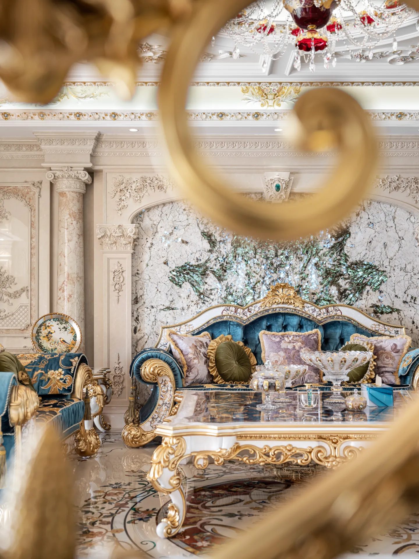 Palace-Scale Villa, Dongguan — bespoke marble inlay by Art Inlay
