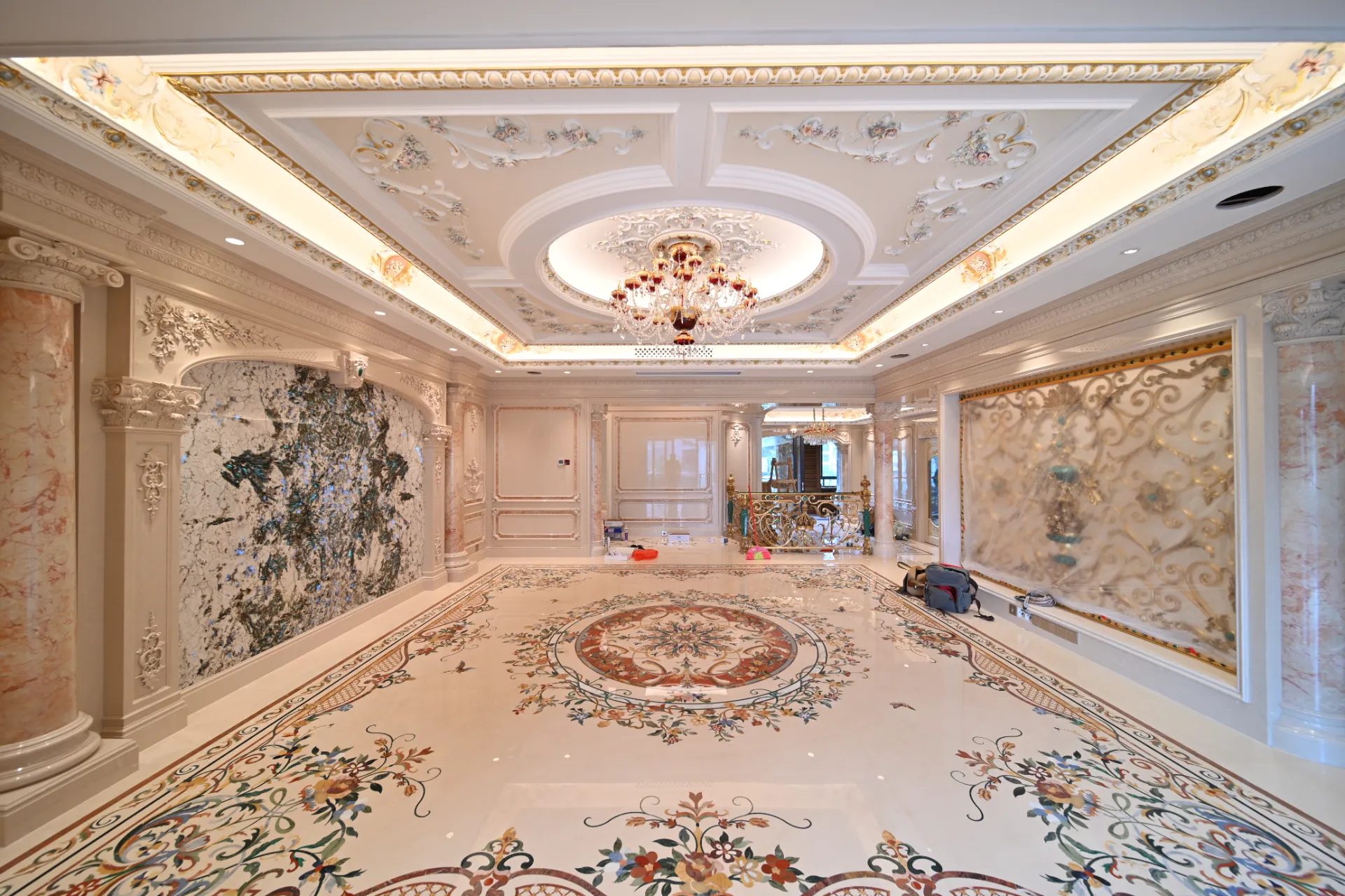 Floral Marble Inlay Floor and Wall Panels