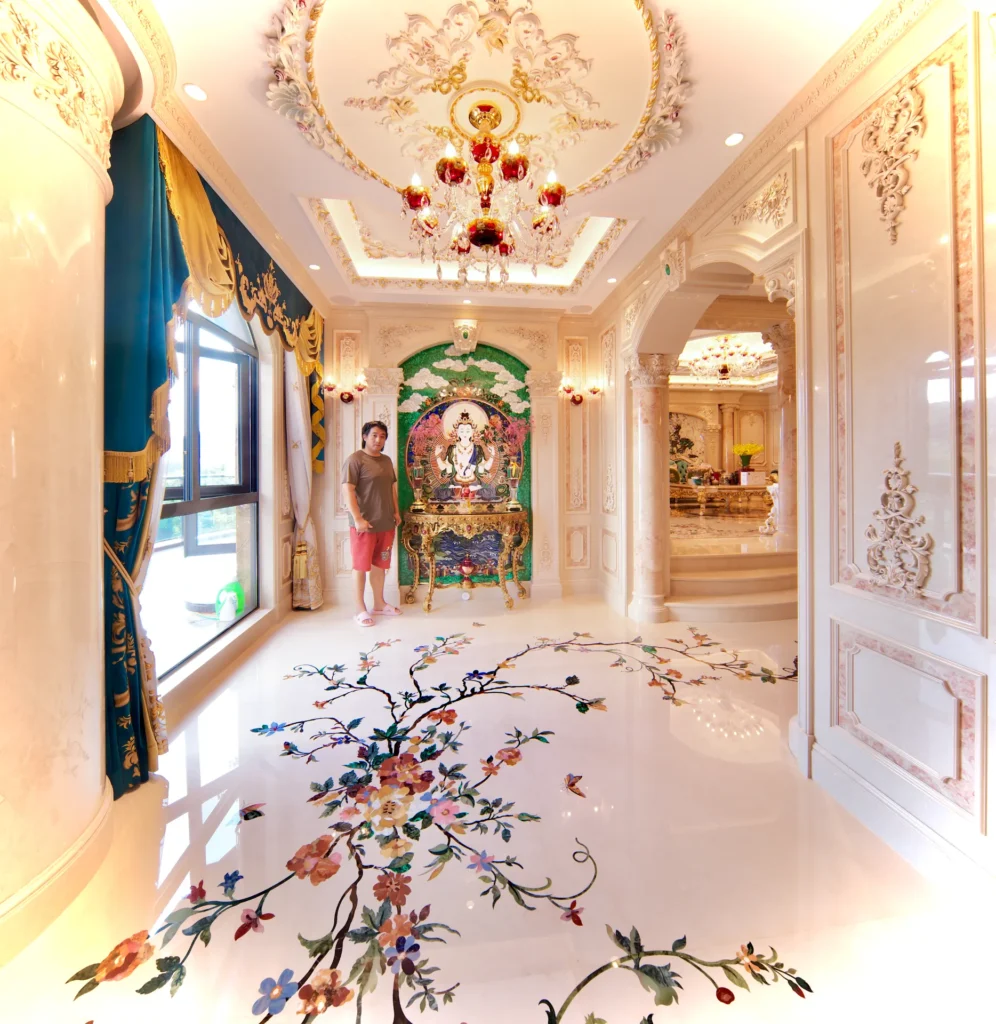 Palace-Scale Villa, Dongguan — bespoke marble inlay by Art Inlay