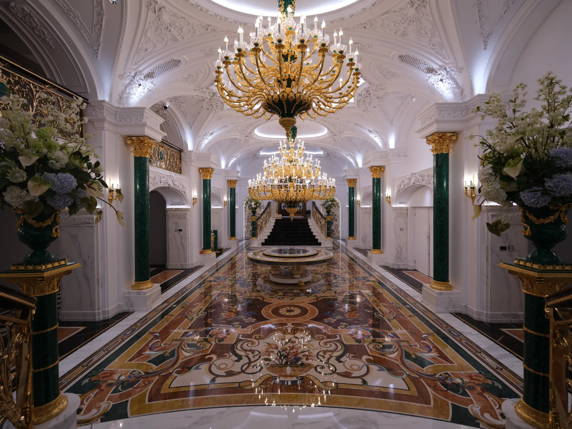 Ornate Marble Inlay Floor in Grand Hall