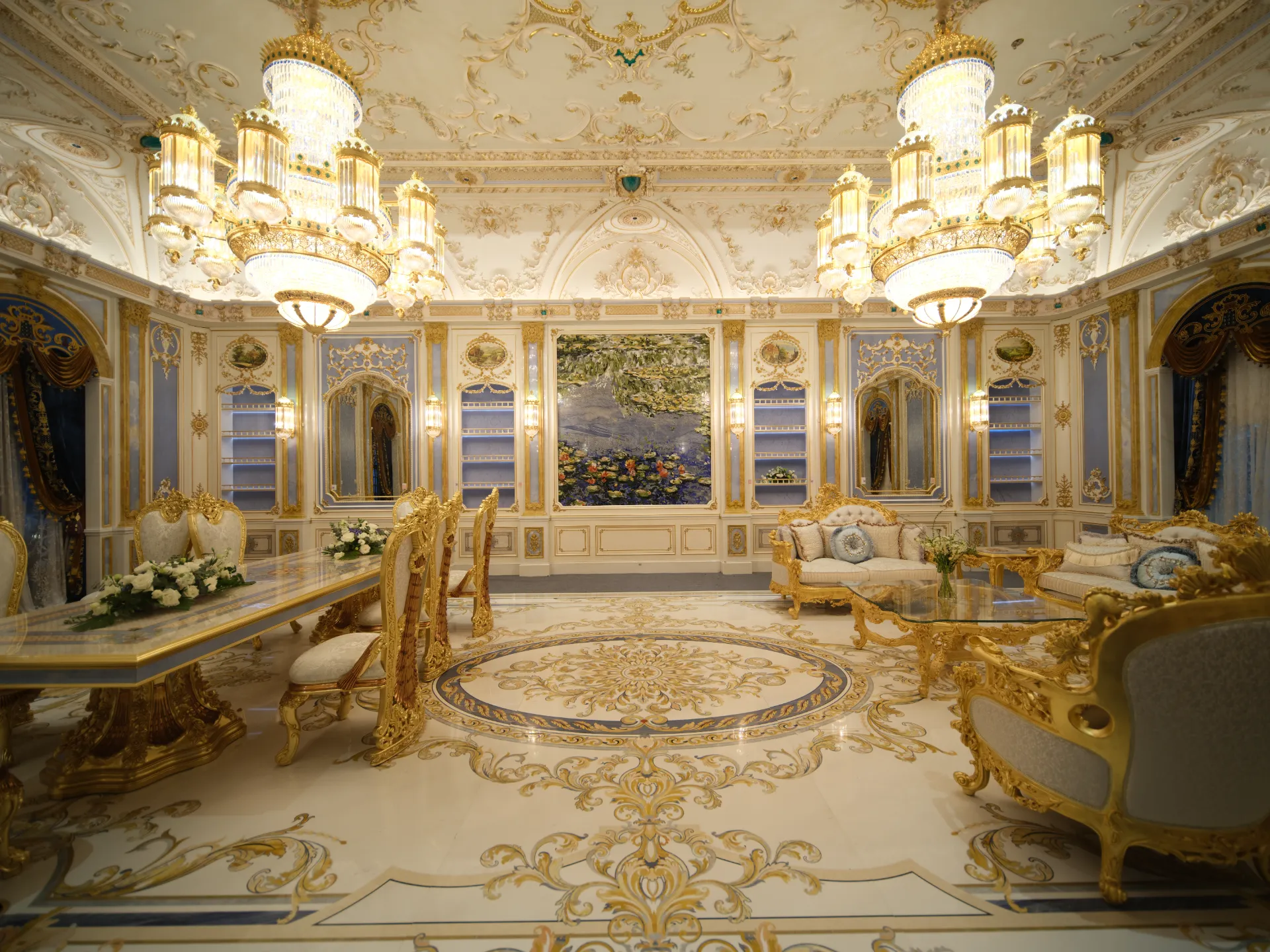 Luxury Marble Floor Inlay with Medallion