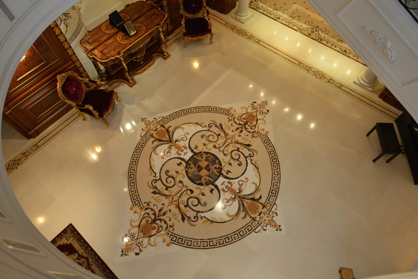 Marble Floor with Waterjet Medallion