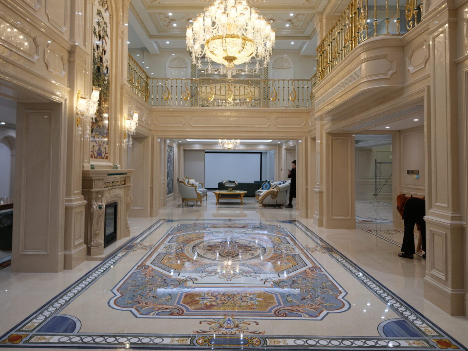 Luxury Marble Inlay Floor Medallion
