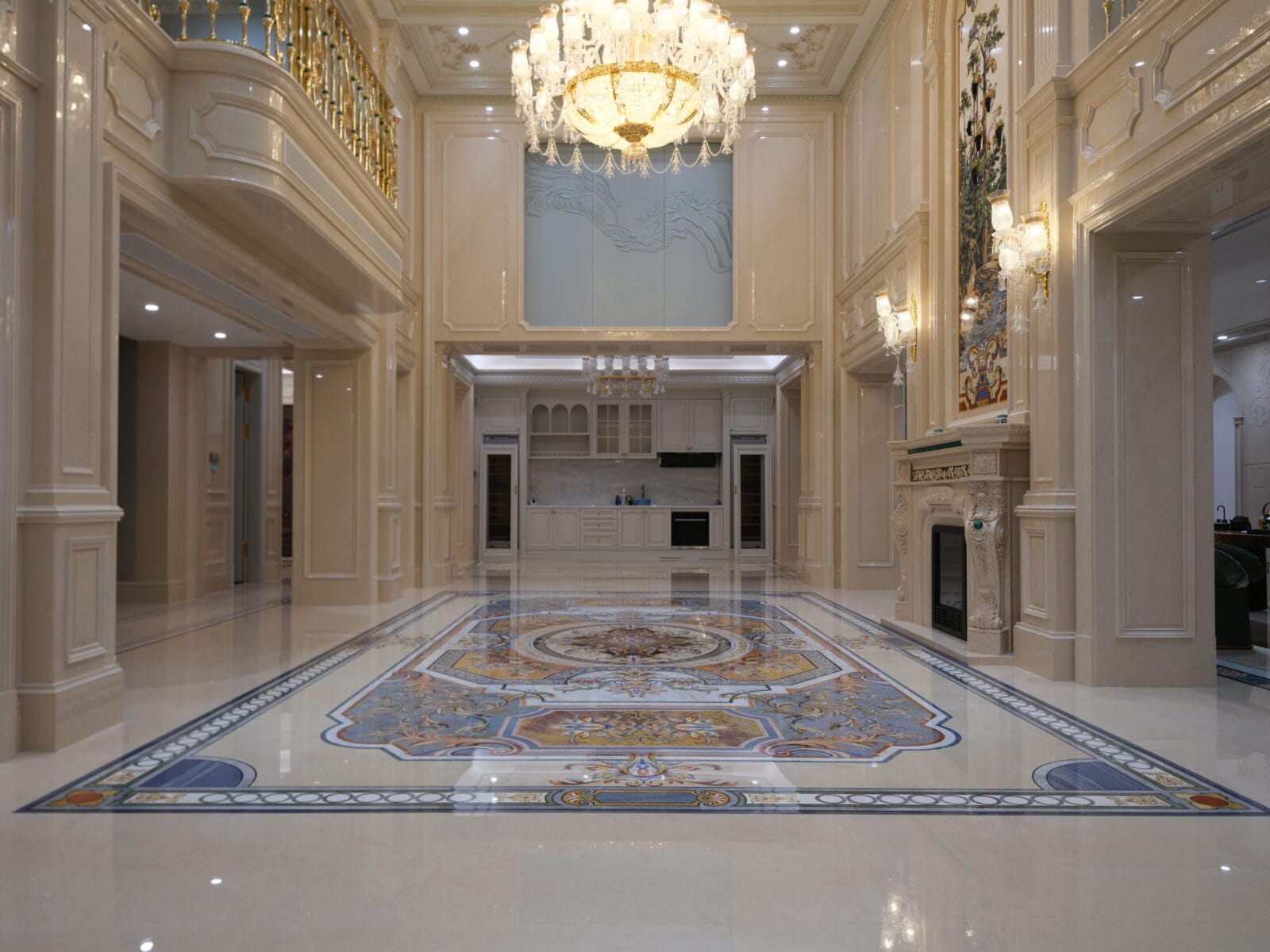 Luxury Marble Inlay Floor Medallion
