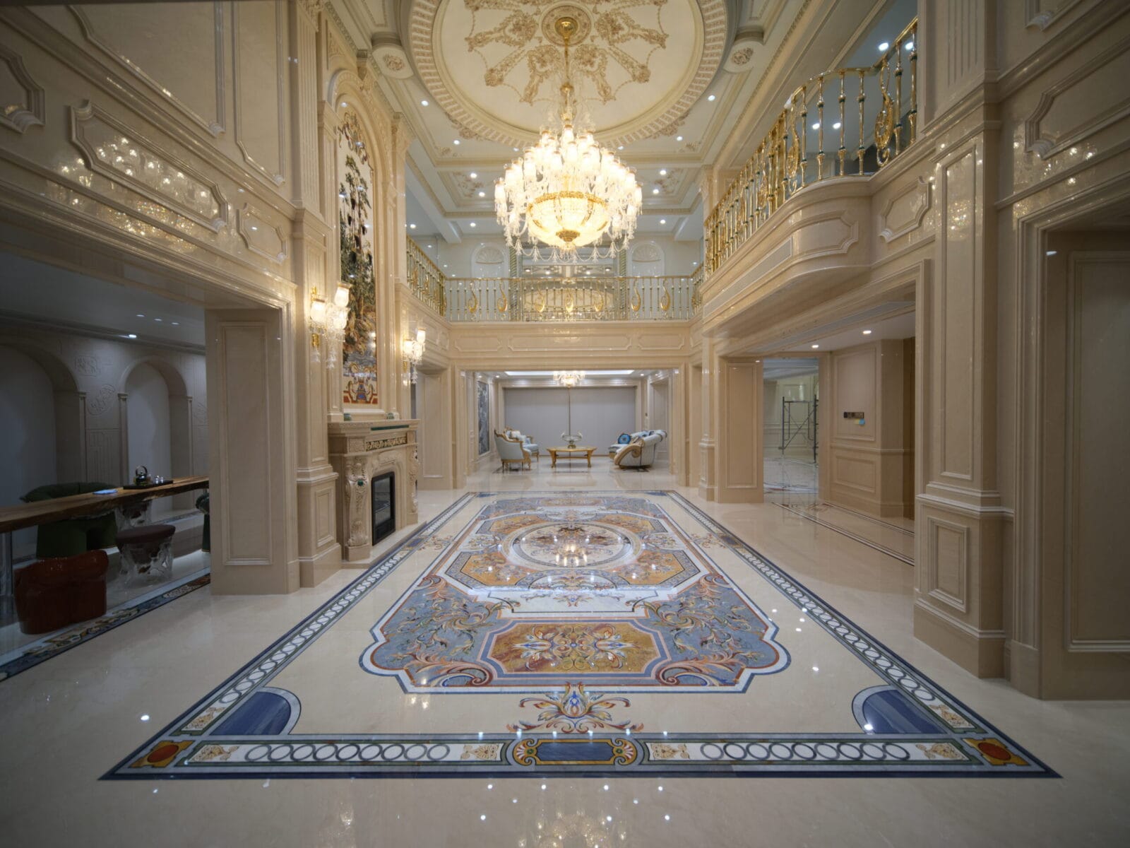Luxury Marble Inlay Floor Medallion